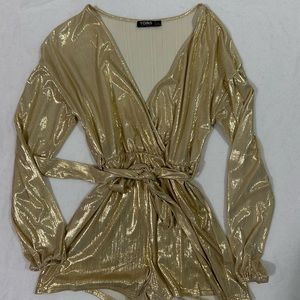 Long sleeve Gold Romper